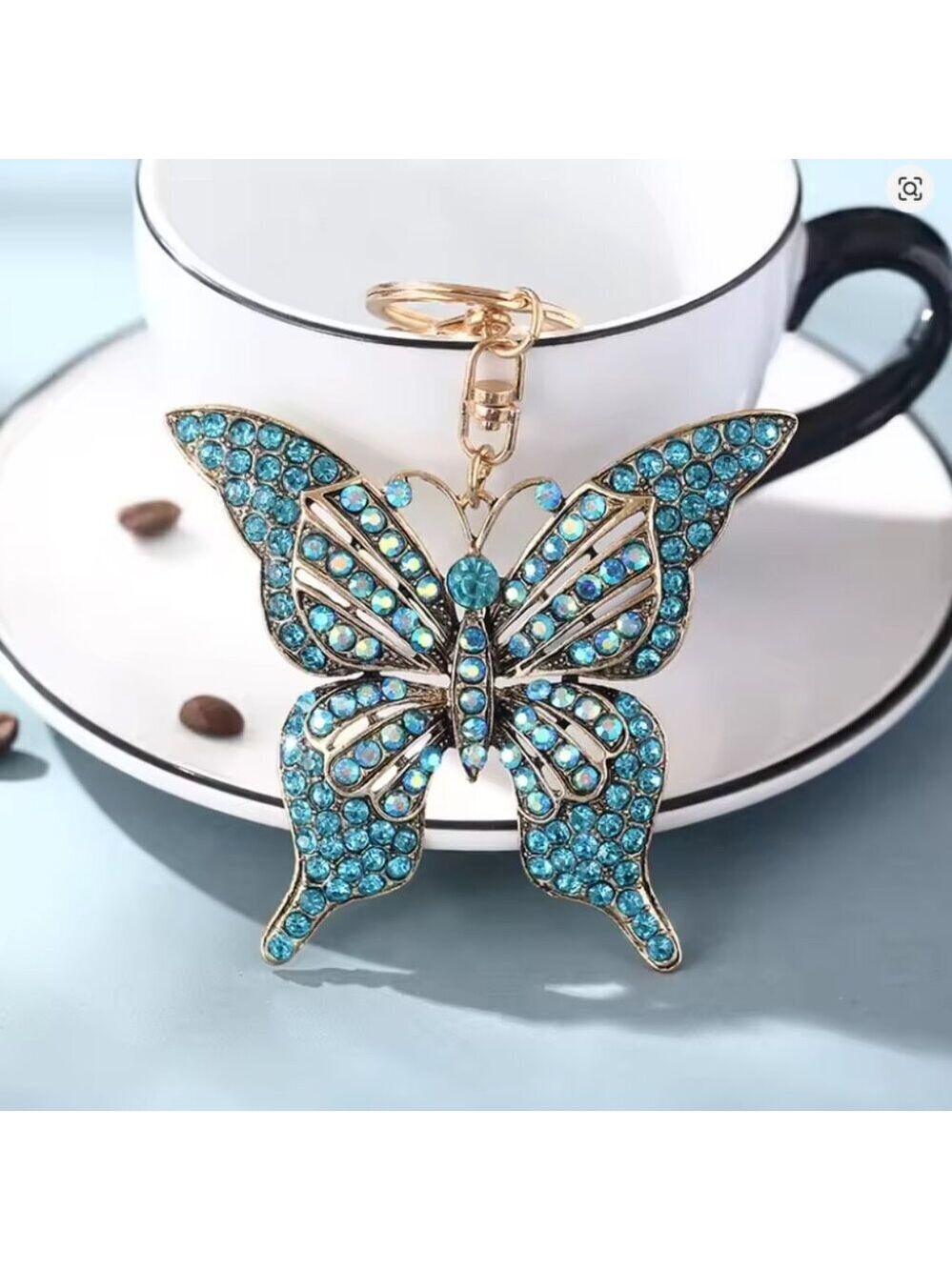Crystal Hollow Butterfly Metal European And American Keychain Pendant Creative - Picture 5 of 6